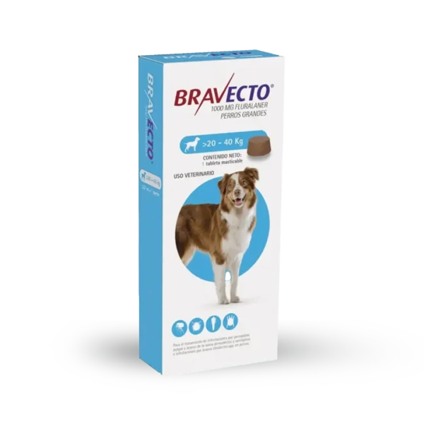 Bravecto Perro 1000MG De 20KG a 40KG - 1 Tableta