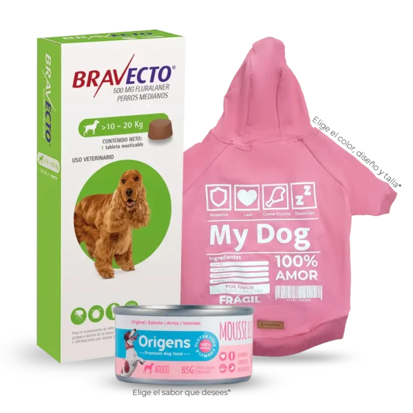 Bravecto Perro 500MG + Hoddie PapoWear + Mousse Origens 85gr