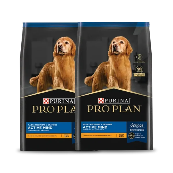 Alimento Perro Adulto Mayor Active Mind Raza Mediana ProPlan - 15KG PACK x2