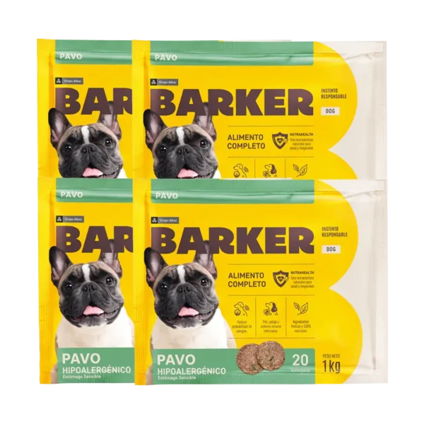 Snack Perro Hamburguesa Pavo Barker 1KG - Pack x4
