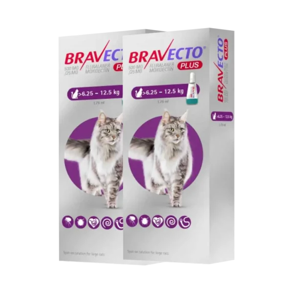 Bravecto Plus Gato 500MG De 6.25KG a 12.5KG - 1 Tableta Pack x2