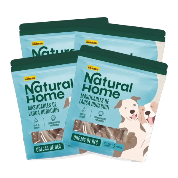 Snack Masticable Perro Patas de Orejas de Res Natural Home PACK X4