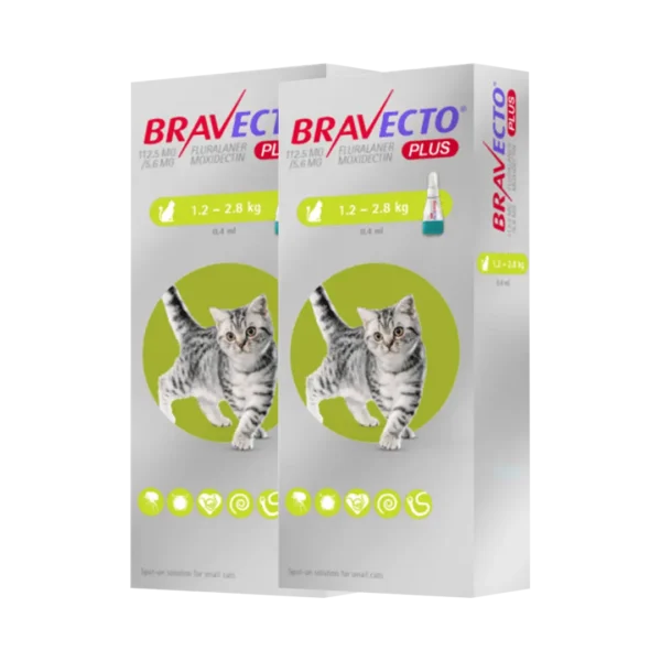 Bravecto Plus Gato 112.5MG De 1.2KG a 2.8KG - 1 Tableta Pack x2