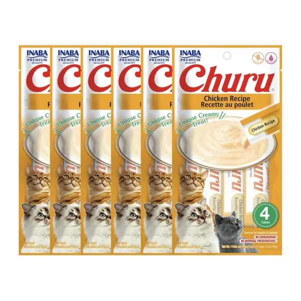 Snack Humedo Gato Churu Pollo 14gr - 4 Tubos PACK x6