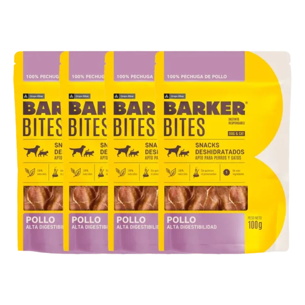 Snack Perro Bites Pollo Barker 100gr PACK x4