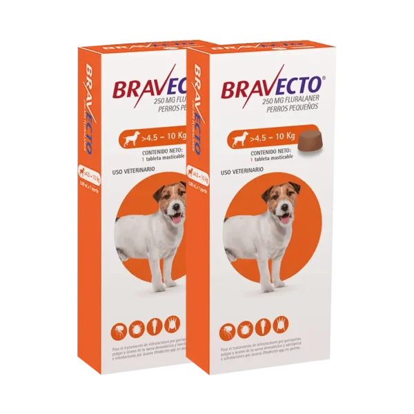 Bravecto Perro 250MG De 4.5KG a 10KG - 1 Tableta Pack x2