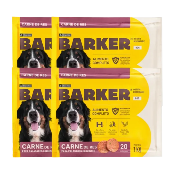 Snack Perro Hamburguesa Res Barker 1KG - Pack x4